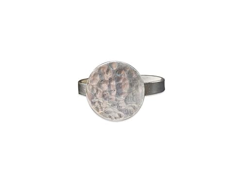 Circle Ring Hammered Disc Ring 925 Sterling Silver Handmade Statement Ring for Women Textured Modern Silver Band Bold Artistic Jewelry Everyday Ring Gift for Her