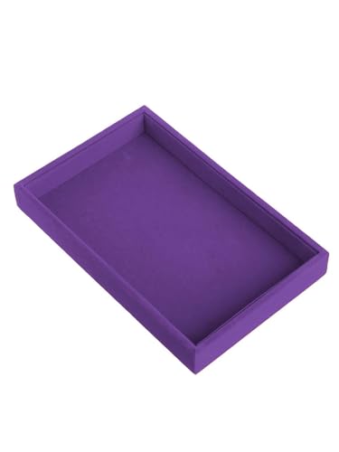 Velvet Jewelry Tray, Stackable Design, Drawer Insert, Multi-Compartment Storage, for Necklace Bracelet Ring Watch Organizing (Purple)
