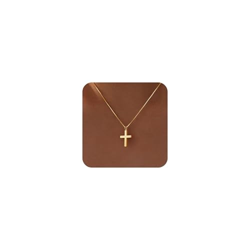 Poxtex Cross Necklace for Women Teen Girls, Dainty 14K Gold Silver Plated Cross Choker Jewelry Non Tarnish Waterproof Cute Simple Small Necklace Christian Baptism Religious Faith Jewelry Gifts - color: 03 Gold Cross Necklace