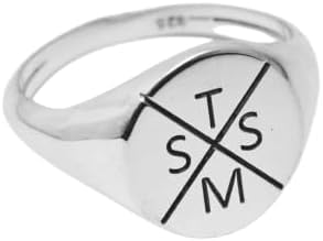 Custom Monogram Initial Signet Ring for Men & Women – Personalized Letter Engraved Round Ring in Brass or 925 Sterling Silver, Handmade Custom Jewelry Gift, Sizes 2-13