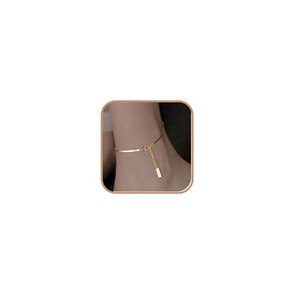 Gold Anklets Bracelets for Women,925 Sterling Silver Waterproof Dainty Heart Anklet Snake Chain Link 14K Gold Plated Non Tarnish Ankle Chain Summer Beach Foot Jewelry Graduation Wedding Gifts - color: Gold