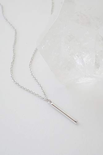 Honeycat Mini Drop Bar Necklace available in Gold, Rose Gold, and Silver | Minimalist, Delicate Jewelry - color: Silver