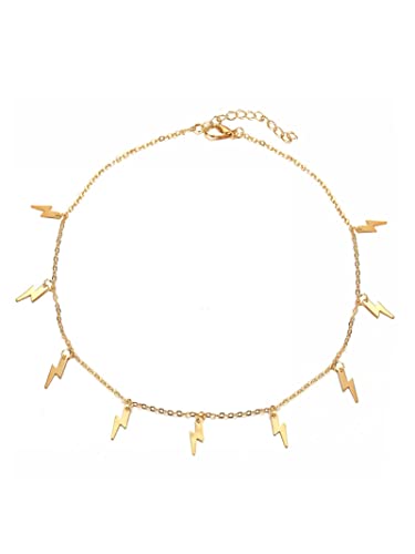 YANCHUN Layered Necklaces for Women Gold Necklace Stack Star Heart Choker Dainty Necklace Love Heart Chain Jewelry Gifts for Women - color: C：Flash Choker