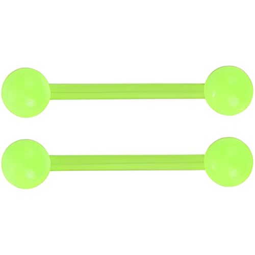 Barbell Piercing Set for Women Men 14 G Hypoallergenic Nipple Piercings Flexible Acrylic Tongue Ring Jewellery Bars Kit Long Stud Cute Body Jewelry 2 pcs Length 16 MM - color: Green