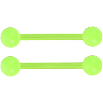 Barbell Piercing Set for Women Men 14 G Hypoallergenic Nipple Piercings Flexible Acrylic Tongue Ring Jewellery Bars Kit Long Stud Cute Body Jewelry 2 pcs Length 16 MM - color: Green