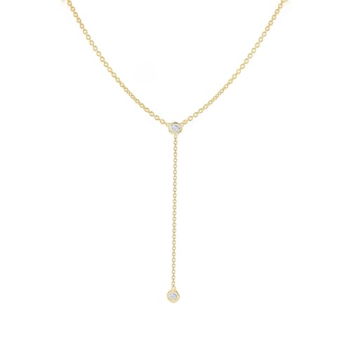 Gold Necklace for Women, Dainty Long Necklace 14k Gold Plated Lariat Long Necklaces for Women Trendy Simple Statement Drop Necklace Fashion Body Chain Prom Jewelry Gold Accessories - color: 23-Gold