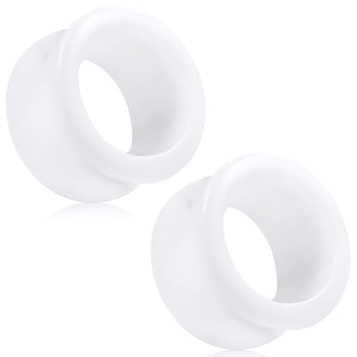 6G-50mm Hollow Acrylic Ear Plugs Tunnels for Women Men Double Flared Saddle Ears Gauge Plug Stretcher Expander Piercing Body Jewelry Black White Clear 1 Pairs - color: White Tone, size: 00 Gauge(10mm) = 3/8 inch