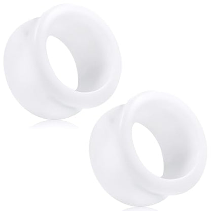 6G-50mm Hollow Acrylic Ear Plugs Tunnels for Women Men Double Flared Saddle Ears Gauge Plug Stretcher Expander Piercing Body Jewelry Black White Clear 1 Pairs - color: White Tone, size: 50mm = 2 inch