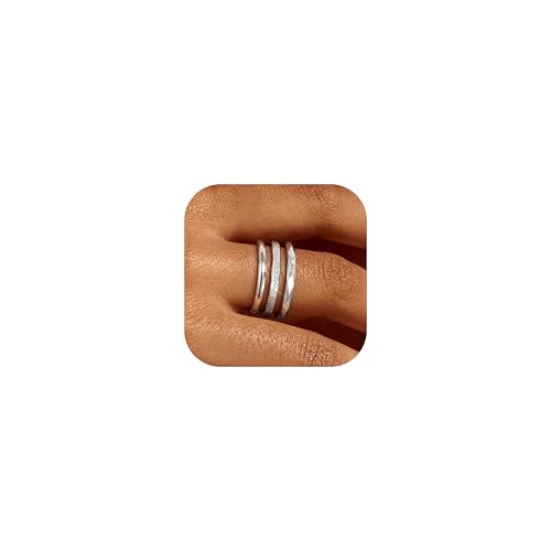 JOERICA 3Pcs 2mm Stainless Steel Women's Stackable Eternity Ring Band Engagement Wedding Ring Set 4-9