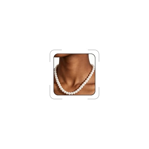 Pearl Necklaces for Women 60'' 70" Long Pearl Necklace 15.75'' Pearl Choker Necklace Chunky Bead Layered Faux Pearl Dangle Wedding Bridal 1920s Gatsby Christmas Costume Jewelry Gifts - color: White-15.75in-7MM