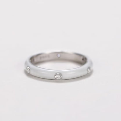 Stackable Enamel Ring 925 Sterling Silver Cubic Zirconia Rainbow Eternity Stacking Band Rings for Women 10 （White） - color: White, size: 10