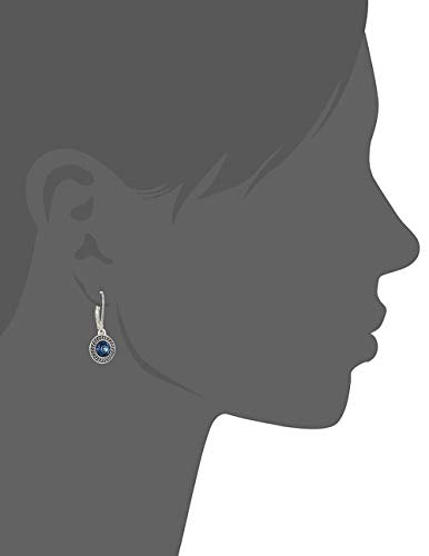 Handmade Sterling Silver Boho Crystal Dangle Leverback Earrings For Women - color: Dark Blue