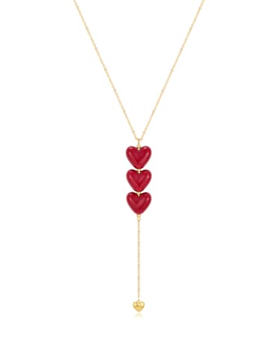 Lariat Gold Necklace for Women Dainty Long Necklace 14k Gold Plated Y-Shaped Heart Pendant Necklace Trendy Drop Necklaces Gold Jewelry Gifts