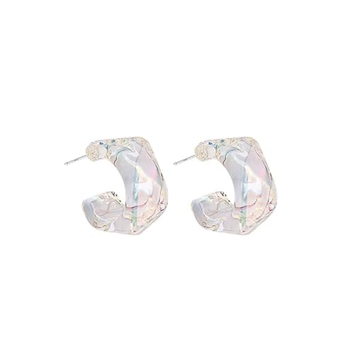 Acrylic Transparent Hoop Earrings Minimalist Resin Earrings Geometric Statement Earrings for Women - color: irregular