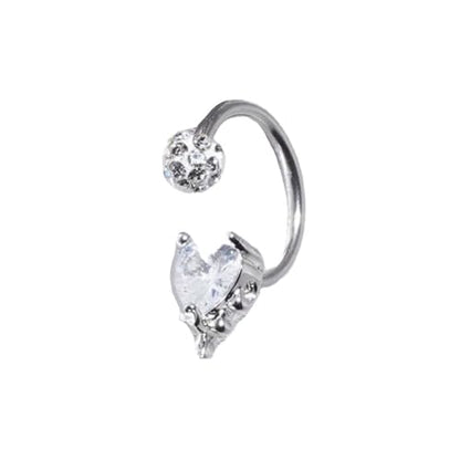 16G CZ Heart Lip Rings Stainless Steel Snake Bite Jewelry for Women Sparkle Disco Ball Labret Jewelry Vertical C-Shaped Lip Rings Hoops Lip Piercing Jewelry 8/10/12mm - size: 8mm