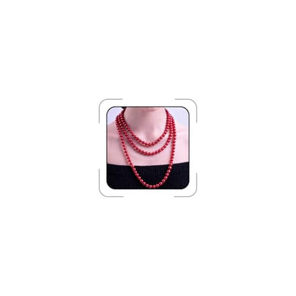 Pearl Necklaces for Women 60'' 70" Long Pearl Necklace 15.75'' Pearl Choker Necklace Chunky Bead Layered Faux Pearl Dangle Wedding Bridal 1920s Gatsby Christmas Costume Jewelry Gifts - color: Red-60''