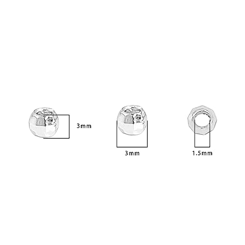 Silver Plated Laser Round Spacer Beads 3x3mm 50pcs for Jewelry Making Findings Non Tarnish - color: Silver, size: 3mm Laser