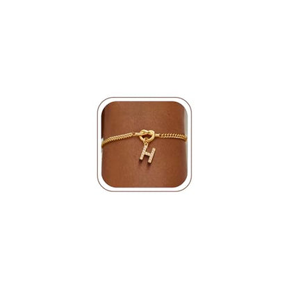 Gold Initial Bracelets for Women Jewelry Gifts - Dainty 14K Gold Plated Zircon Letter Knot Bracelet 26 Alphabet Monogram Initial Bracelets Birthday Gifts for Women - color: H