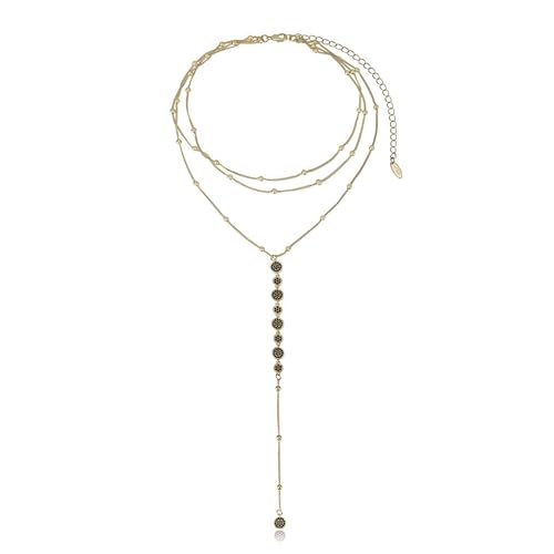 Ettika Lariat Necklace for Women. Gold Drop Necklace, Necklaces for Women. 18K Gold or Rhodium Plated Chain. Trendy Jewelry - color: N1169 Black/Gold