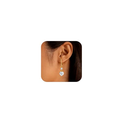 Silver Dangle Double Hoop Earrings For Women Paperclip Link Earring | Drop Small Silver Earrings Square Huggie Paperclip Dangly Hoop Silver Hoops Earrings Jewelry - color: Gold