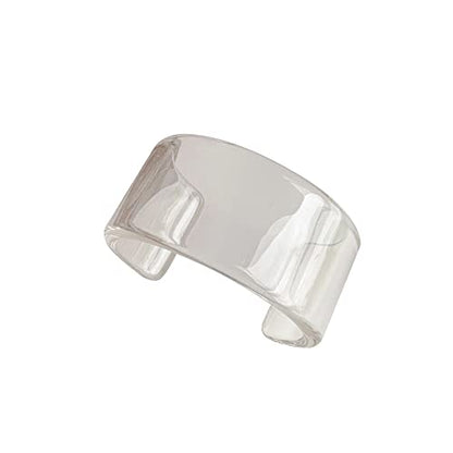 Pingyongchang Colorful Acrylic Resin Geometric Simple Open Bracelet Transparent Wide Cuff Bangle for Women Jewelry Gift - color: White