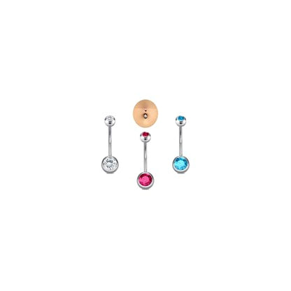 DJCIW 14G Belly Button Rings for Women,316L Stainless Steel Navel Barbell with Cubic Zirconia-7 Sizes 6mm 8mm 10mm 12mm 14mm 16mm 18mm,Petite Belly Piercing Jewelry - size: 14G=1.6*16mm