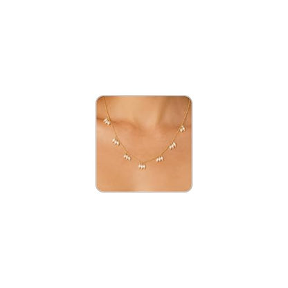Pearl Necklaces for Women Trendy, Dainty Beaded Choker Necklace, 14K Gold Plated Station Chain, Simple Layering Wedding Prom Jewelry Gift - color: Gold Triple Pearl Station