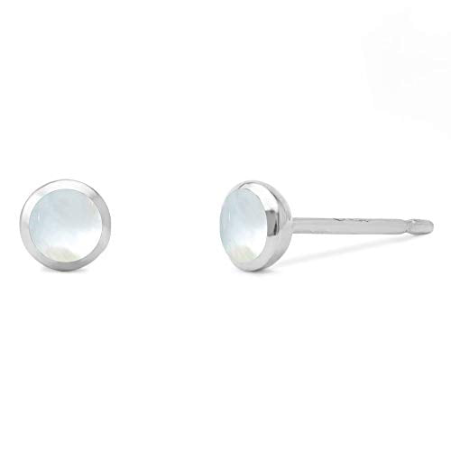 Boma Jewelry Sterling Silver Mini Circle Stud Earrings - color: Mother of Pearl