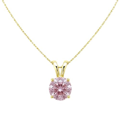 Mariell Cubic Zirconia Crystal Pendant Necklace for Women, 2 Carat 8mm CZ, for Brides, Wedding, Mother's Day Jewelry Gift - color: Gold-Pink Cubic Zirconia
