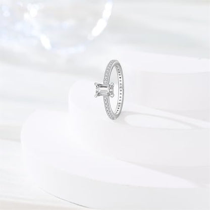 KUNSIR 925 Sterling Silver Rings Classic Cubic Zirconia Eternity Promise Statement Anniversary Wedding Bands Engagement Rings for Women Infinity Forever Love Ring Size 7-9 - style: Minimalist Diamond Ring