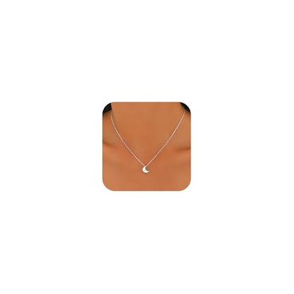 925 Sterling Silver Dainty Moon Star Necklace For Womem | 14k Gold Plated Charm Crescent Moon and Star Pendant Choker Necklaces to Daughter Mother Jewelry Gift for Birthday Wedding - color: CZ Moon-Silver