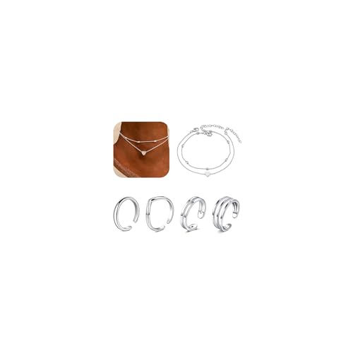 Briana Williams Toe Rings for Women Gold Silver Toe Ring Non Tarnish Ankle Bracelets for Women Waterproof Anklet & Toe Ring Set Trendy Summer Beach Foot Jewelry - color: C1 -4pcs toe rings + anklets, silver