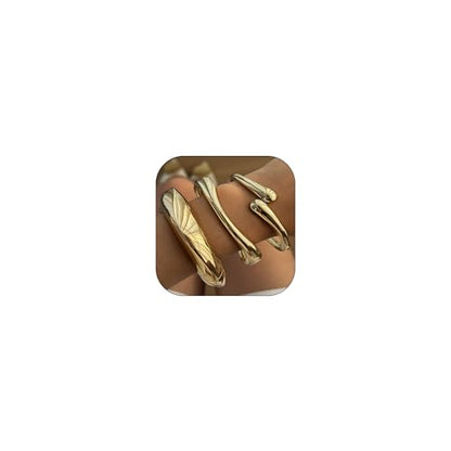 Chunky Gold Bangle Bracelets for Women Stack Wide Wrist Bracelets Gold Stackable Bracelets Jewelry - style: G-3pcs
