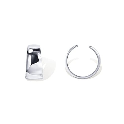 PAVOI 14K Gold Plated 925 Sterling Silver Round Huggie Ear Cuff Earrings for Women | Clip On Cartilage Cuff Earrings - style: Ultra Wide