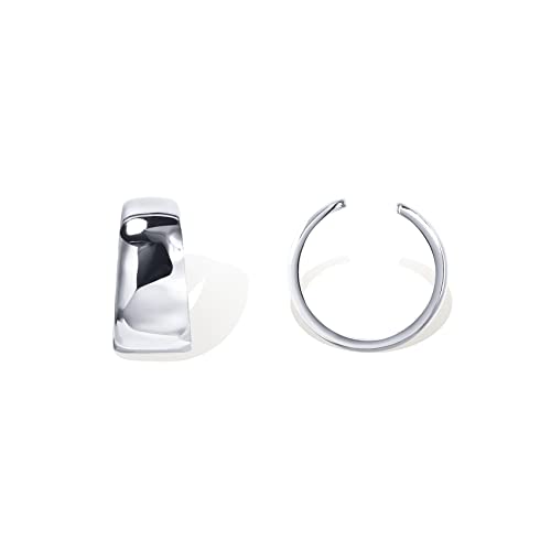 PAVOI 14K Gold Plated 925 Sterling Silver Round Huggie Ear Cuff Earrings for Women | Clip On Cartilage Cuff Earrings - style: Ultra Wide
