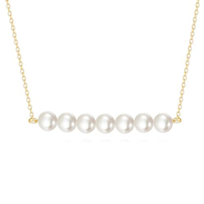 KECHO 14K Real Gold Beads Pendant Necklace Solid Yellow Gold Jewelry Anniversary Birthday Gifts for Women - color: White Pearl 7