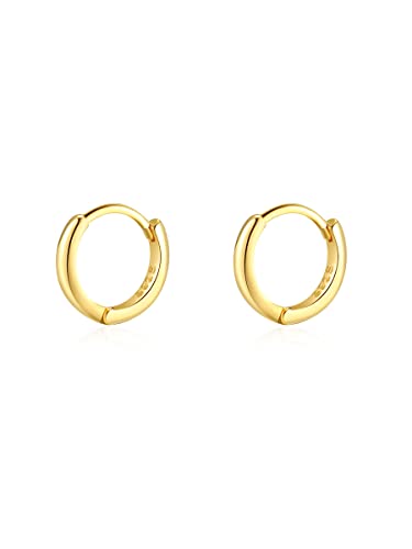 Mini Tiny Huggie Hoop Earrings Top Upper Ear Cartilage Forward Helix Cuff Plain Simple 925 Sterling Silver Gold 9mm 8mm 7mm 6mm 5mm Hoop Earrings - color: Gold-8mm