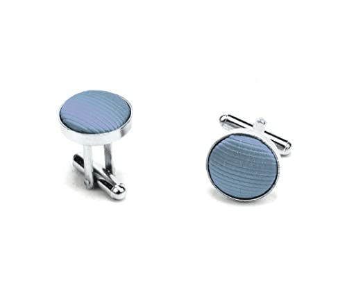 GUSLESON New 3.15"（8cm） Solid Color Necktie and Pocket Square Cufflinks Clip Set - color: Dusty Blue