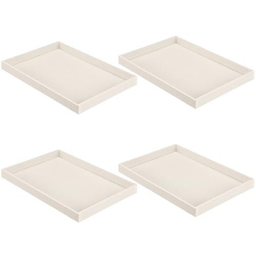Quelay Stackable Jewelry Tray Jewelry Organizer Tray Showcase Display Empty Plate Bracelet Ring Earring Organizer - color: Beige