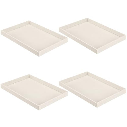 Quelay Stackable Jewelry Tray Jewelry Organizer Tray Showcase Display Empty Plate Bracelet Ring Earring Organizer - color: Beige