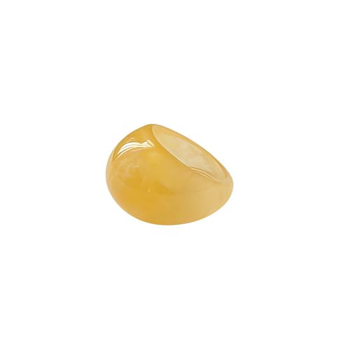 Y2k Colorful Chunky Resin Acrylic Thick Wide Dome Plastic Exaggerated Aesthetic Knuckle Rings for Women Vintage Minimalist Finger Joint Funny Cute Statement Jewelry - color: yellow