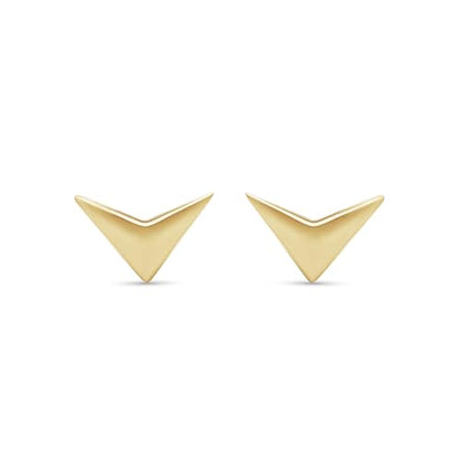 AFFY 14K Gold Plated 925 Sterling Silver Plain Minimalist dainty Stud Earrings Jewelry For Her Women Birthday Gift - color: Triangle