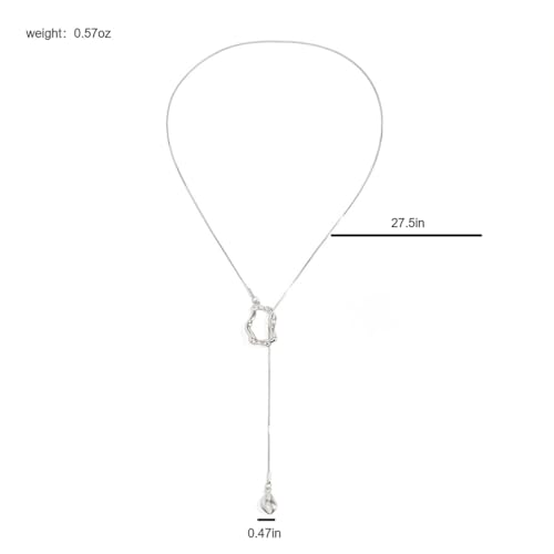 Trendy Long Gold or Silver Teardrop Tassel Y Necklace, Delicate Hollow Irregular Geometric Necklaces for Women Punk Party Charm Statement Jewelry Gift - color: Silver 2