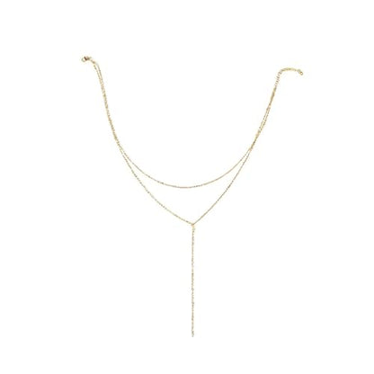 Lariat Necklace for Women Dainty Layered Y-Shaped Body Chain - color: Gold