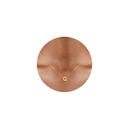 Gold Initial Necklace for Women - Dainty Letter Pendant Necklaces, Adjustable 18+3 Inch Chain, Personalized Gift Trendy Jewelry for Mom, Daughter, Wife (Choose Letter A-Z) - color: Q