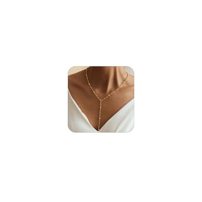 VIROMY Gold Long Y Necklaces for Women Trendy - Dainty Lariat Chain Drop Pendant Necklace for Women Gold Statement Jewelry - color: Y Necklace 11