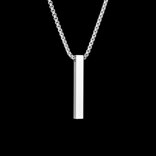 Minimalist Bar Pendant Necklace for Women & Men - Stainless Steel 24" Chain, Gold, Silver, Black, Simple Everyday Jewelry Gift