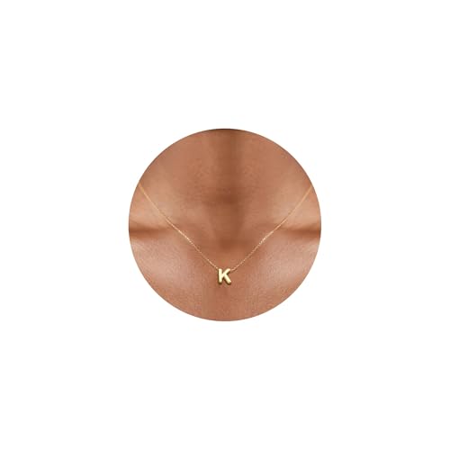 Gold Initial Necklace for Women - Dainty Letter Pendant Necklaces, Adjustable 18+3 Inch Chain, Personalized Gift Trendy Jewelry for Mom, Daughter, Wife (Choose Letter A-Z) - color: K