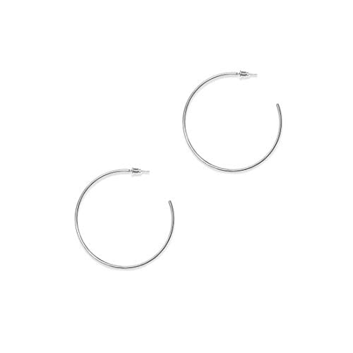 ESMATOO Gold Hoop Earrings for Women - Plated Gold 20mm/30mm/40mm/60mm Lightweight Thin Hoop Earrings - color: Silver, size: 40MM