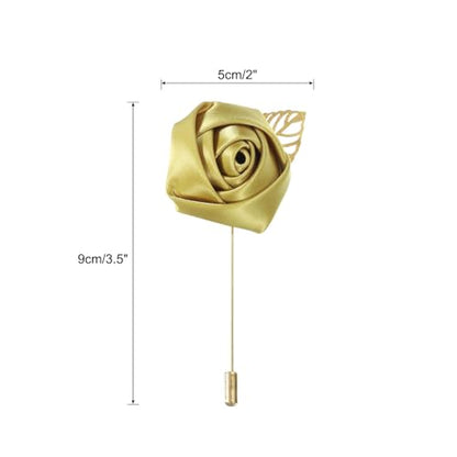 MECCANIXITY Groom Boutonnieres Rose Boutonnieres Pins for Wedding - color: Gold
